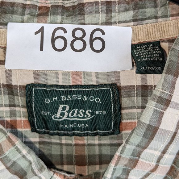 G.H.Bass & Co.* Men's Short Sleeve Button Down Curved Hem Chest Pocket Shirt~ XL - Picture 3 of 12